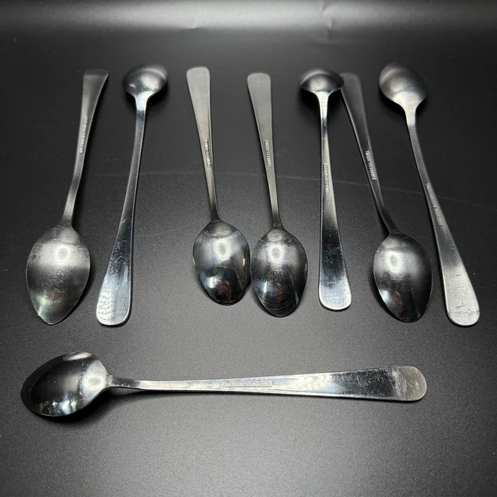 Set of 8 Stainless‎ Steel Spoons Vintage Serving Cutlery Kitchen Utensils